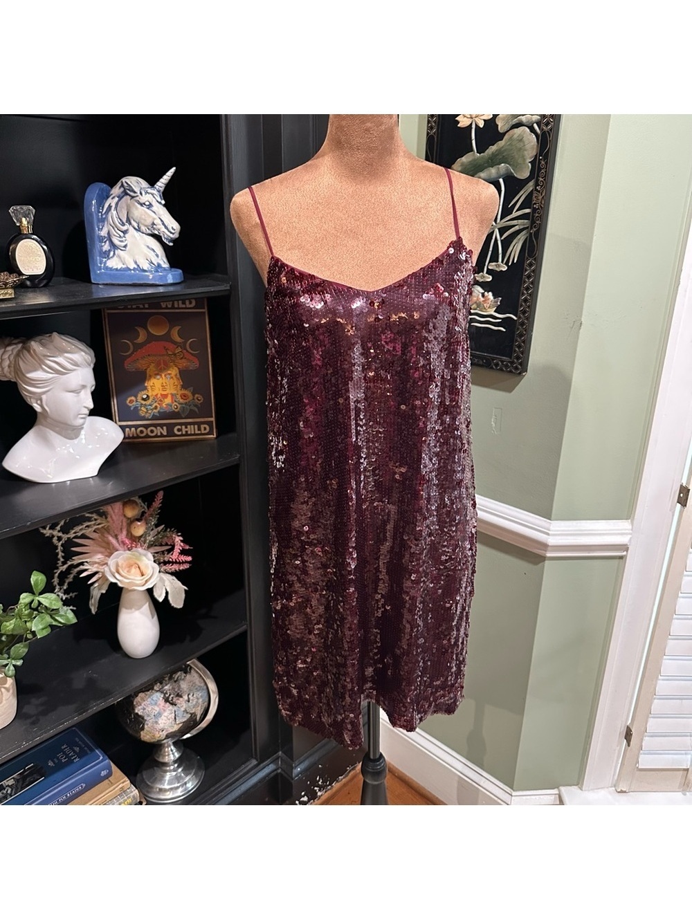 Tibi Silk Burgundy Beaded Sequin Slip Dress – Size 2 – NWT